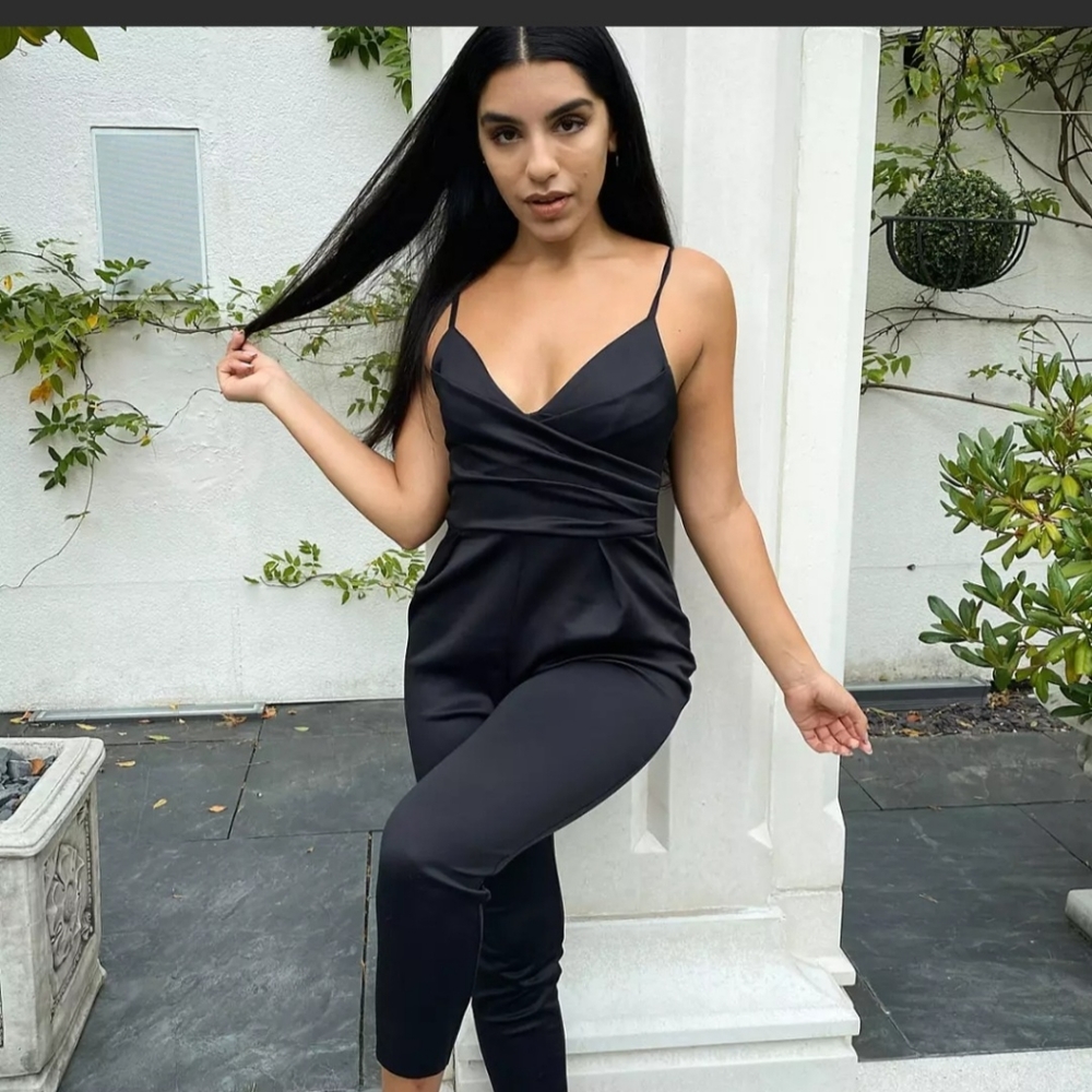 ASOS DESIGN Petite scuba wrap front cami jumper